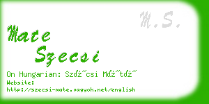 mate szecsi business card